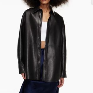 ARITZIA Babaton Pelli Shirt Jacket in the color BLACK. SIZE XS.